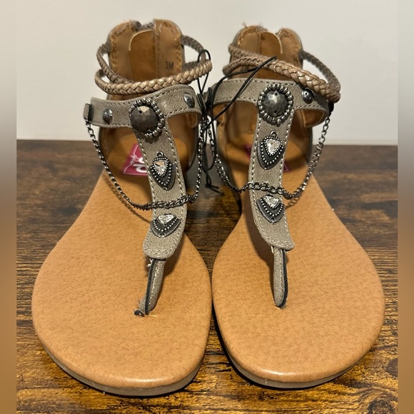 POP Girls Grey Ambrosia Ankle Strap Flat Sandals NWT Various Sizes - Picture 7 of 7